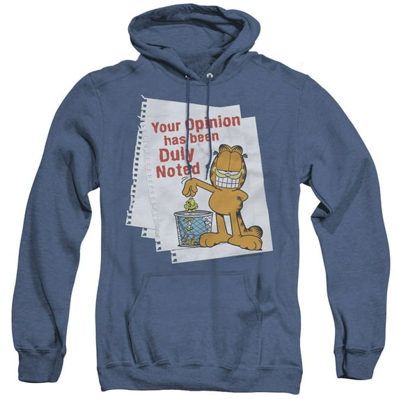 Garfield Duly Noted Adult Heather Hoodie Sweatshirt Royal Blue