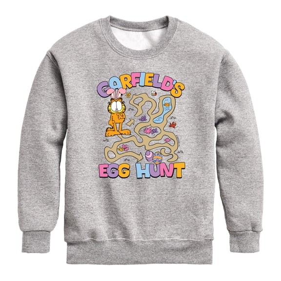Garfield - Egg Hunt - Youth Boys Crew Fleece Sweatshirt