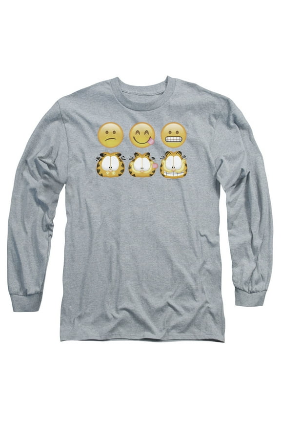 Garfield Emojis Long Sleeve Adult 18/1 T-Shirt Athletic Heather