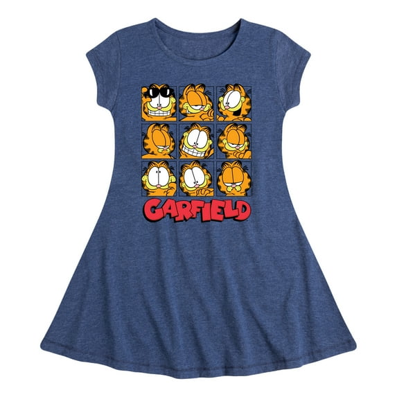 Garfield - Faces Grid - Toddler And Youth Girls Fit And Flare Dress