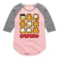 thumbnail image 1 of Garfield - Faces Grid - Toddler And Youth Girls Raglan Graphic T-Shirt, 1 of 5