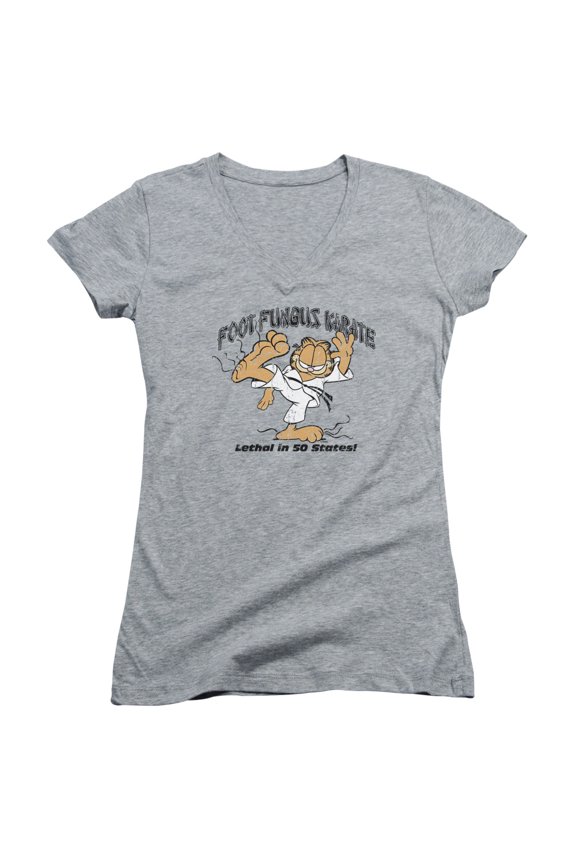 Garfield Foot Fungus Karate Junior Women's V-Neck T-Shirt Athletic Heather