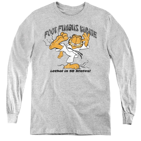 Garfield Foot Fungus Karate Youth Long Sleeve T-Shirt Athletic Heather