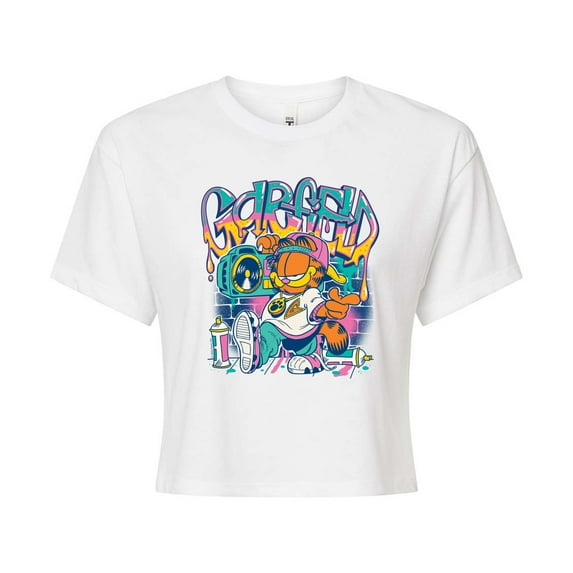 Garfield - Garf Graffiti - Juniors Cropped Graphic T-Shirt