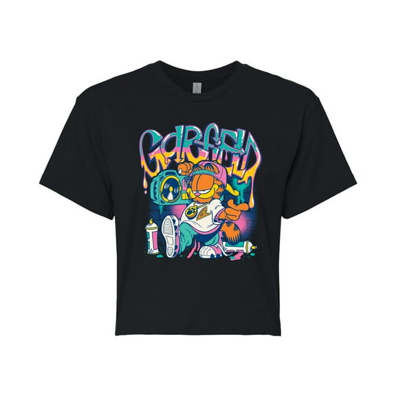 Garfield - Garf Graffiti - Juniors Cropped Graphic T-Shirt
