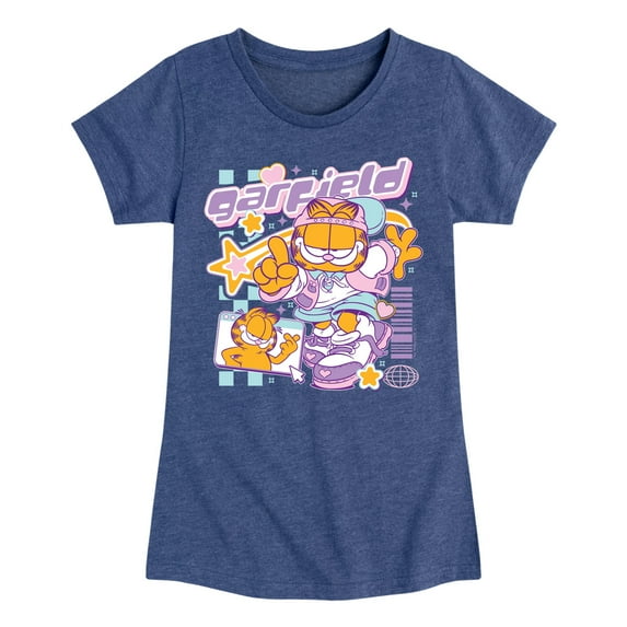 Garfield - Garf Kawaii Y2K - Girls Fitted Short Sleeve Graphic T-Shirt