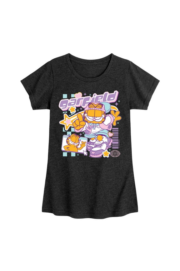 - Garf Kawaii Y2K - Girls Fitted Short Sleeve Graphic T-Shirt