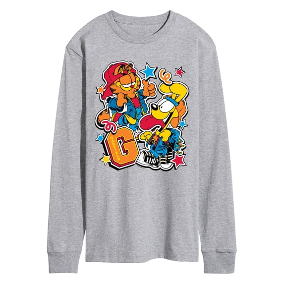 Garfield - Garf Odie Stickers - Men's Long Sleeve Graphic T-Shirt