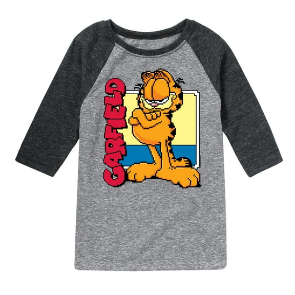 Garfield - Garf Pixel Square - Toddler & Youth Raglan Graphic T-Shirt