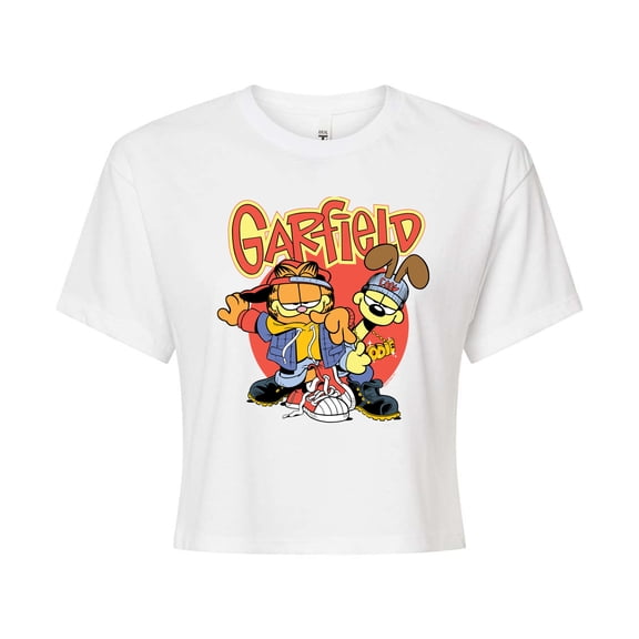 Garfield - Garfield And Odie Logo - Juniors Cropped Cotton Blend T-Shirt