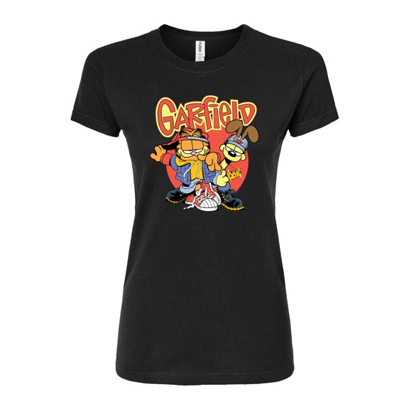 Garfield - Garfield And Odie Logo - Juniors Fitted Graphic T-Shirt