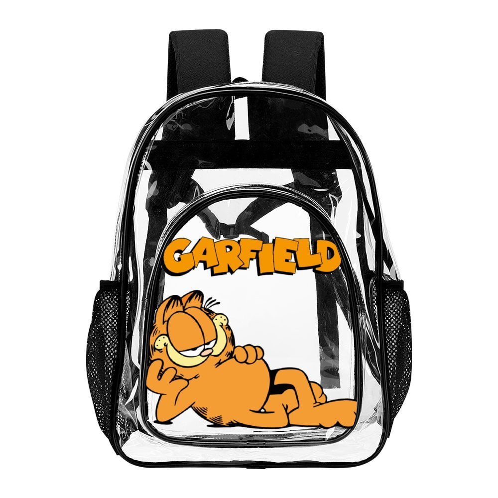 TKBIIUDS Garfield Garfield Clear Backpack Heavy Duty Transparent Backpack See Through Book Bag for College School Travel Work Sports