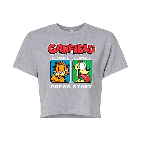 Garfield - Garfield Odie Game On - Juniors Cropped Cotton Blend T-Shirt