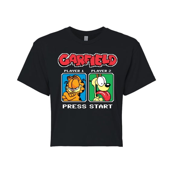 Garfield - Garfield Odie Game On - Juniors Cropped Cotton Blend T-Shirt