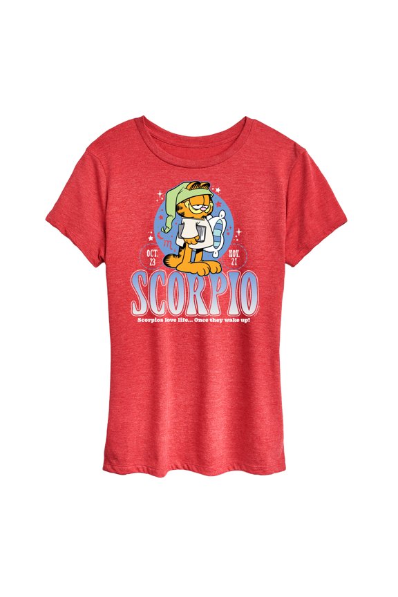 - Garfield Scorpio Astrology - Womens Short Sleeve Graphic T-Shirt