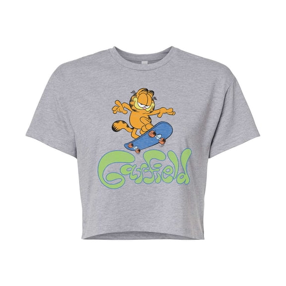 Garfield - Garfield Skater Logo - Juniors Cropped Cotton Blend T-Shirt