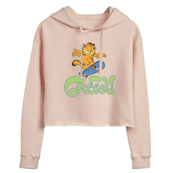 Garfield - Garfield Skater Logo - Juniors Cropped Pullover Hoodie