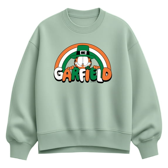 Garfield - Garfield St Paddys Logo - Ladies Oversized Fleece Crew Sweatshirt