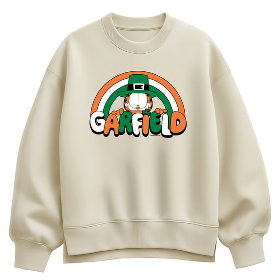 Garfield - Garfield St Paddys Logo - Ladies Oversized Fleece Crew Sweatshirt
