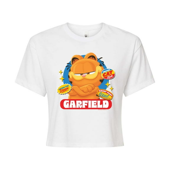 Garfield  - Garfield Stickers - Juniors Cropped Cotton Blend T-Shirt