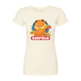 thumbnail image 1 of Garfield  - Garfield Stickers - Juniors Fitted Graphic T-Shirt, 1 of 5