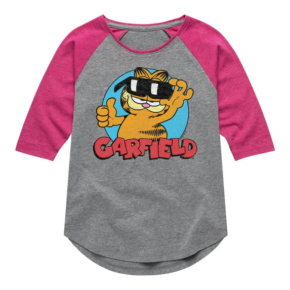 Garfield - Garfield Sunglasses - Toddler & Youth Girls Raglan Graphic T-Shirt