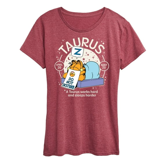 Garfield - Garfield Taurus Astrology - Womens Short Sleeve Graphic T-Shirt
