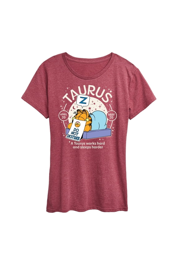 - Garfield Taurus Astrology - Womens Short Sleeve Graphic T-Shirt