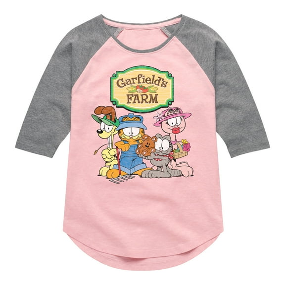 Garfield - Garfields Farm Group - Toddler & Youth Girls Raglan Graphic T-Shirt