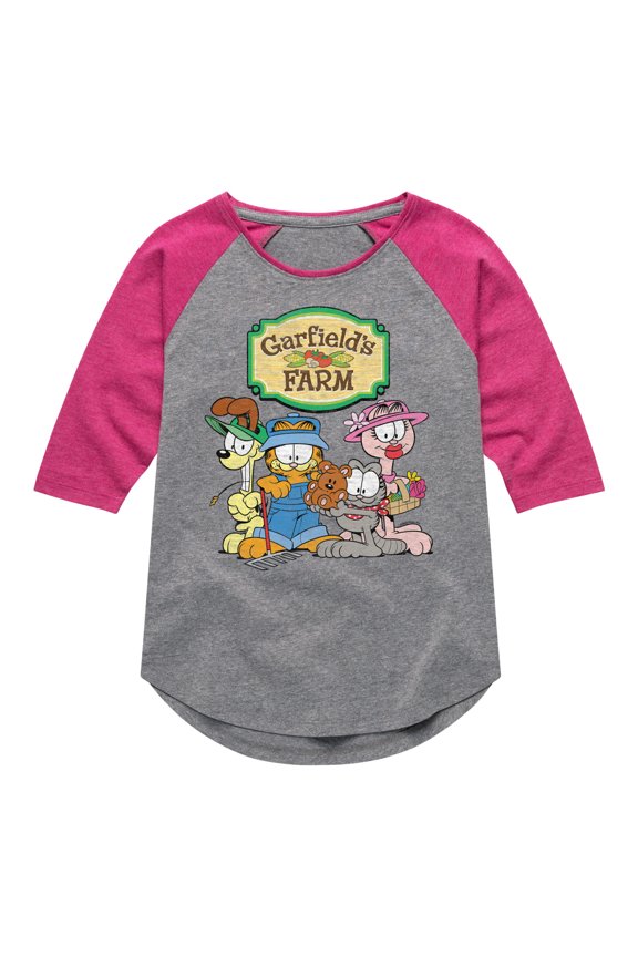 - Garfields Farm Group - Toddler & Youth Girls Raglan Graphic T-Shirt