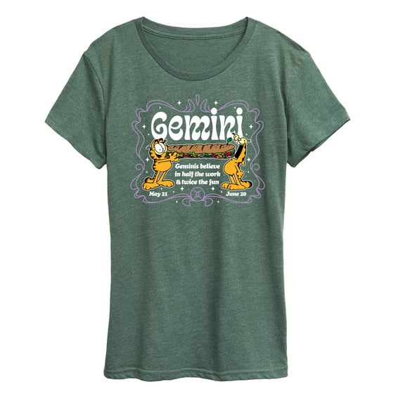 Garfield - Gemini Garfield Astrology - Womens Short Sleeve Graphic T-Shirt