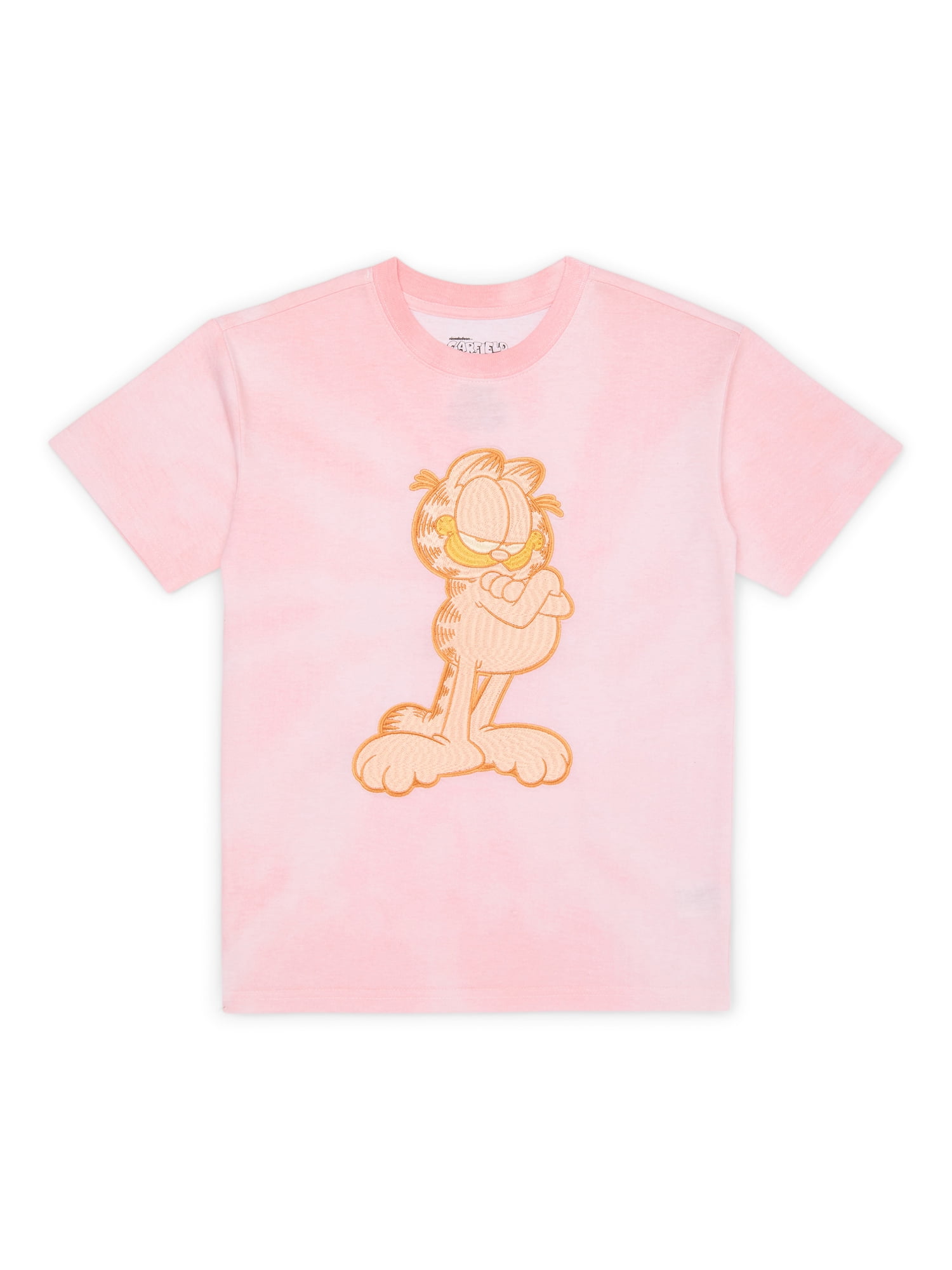 Garfield Girls Tie Dye Embroidered Graphic TShirt with Short Sleeves