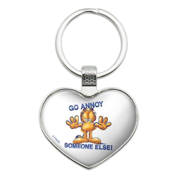 Garfield Go Annoy Someone Else Keychain Heart Love Metal Key Chain Ring