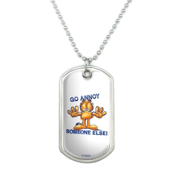 Garfield Go Annoy Someone Else Military Dog Tag Pendant Necklace with Chain
