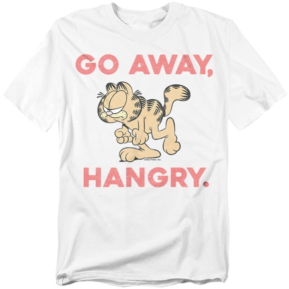 Garfield Go Away, Hangry Unisex Adult T Shirt (Large) White