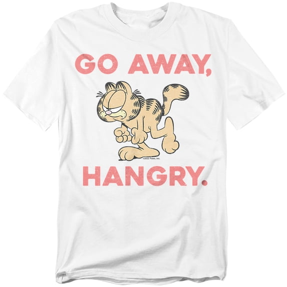 Garfield Go Away, Hangry Unisex Adult T Shirt (Large) White