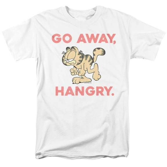 Garfield Go Away, Hangry Unisex Adult T Shirt (X-Large) White