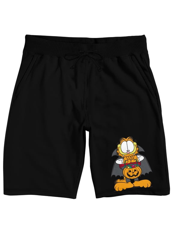 Garfield Halloween Cat Men's Black Lounge Shorts-XL