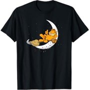 YAAMEI Garfield Halloween Crescent Moon Broom Riding Garfield T-Shirt