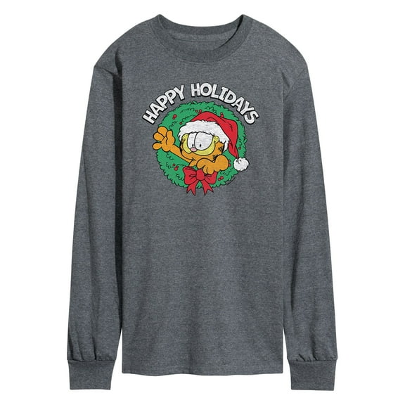 Garfield - Happy Holidays Wreath - Adult Long Sleeve Tee