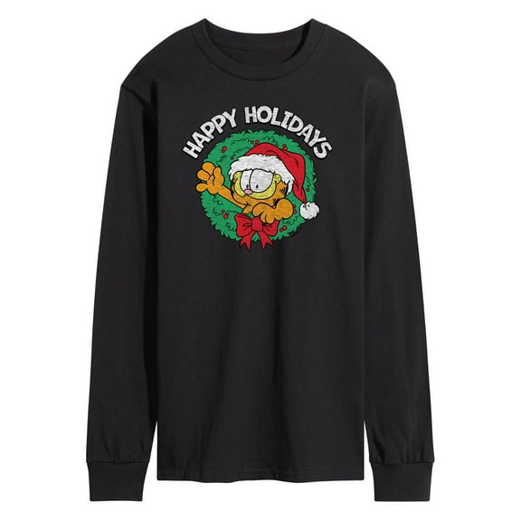 Garfield - Happy Holidays Wreath - Adult Long Sleeve Tee