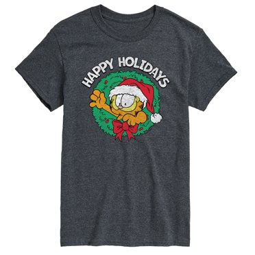 Garfield - Happy Holidays Wreath Christmas - Men's Short Sleeve Graphic T-Shirt