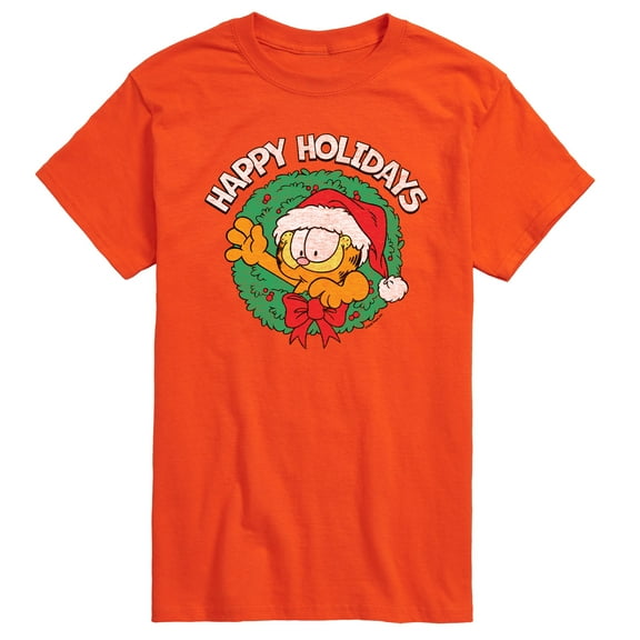 Garfield - Happy Holidays Wreath Christmas - Men's Short Sleeve Graphic T-Shirt