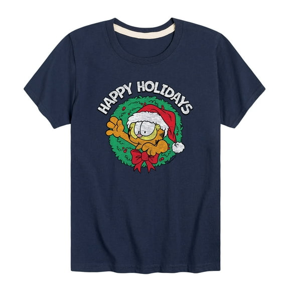 Garfield - Happy Holidays Wreath - Toddler And Youth Short Sleeve Graphic T-Shirt