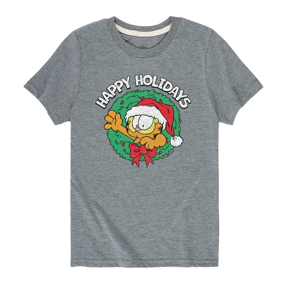 Garfield - Happy Holidays Wreath - Toddler And Youth Short Sleeve Graphic T-Shirt