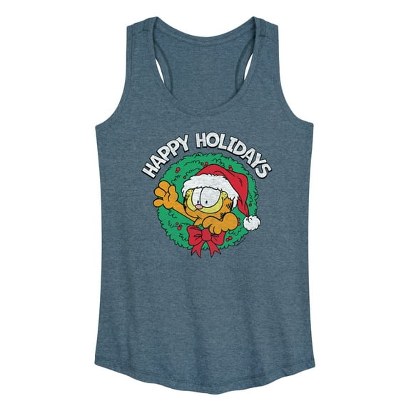 Garfield - Happy Holidays Wreath - Women's Racerback Tank Top