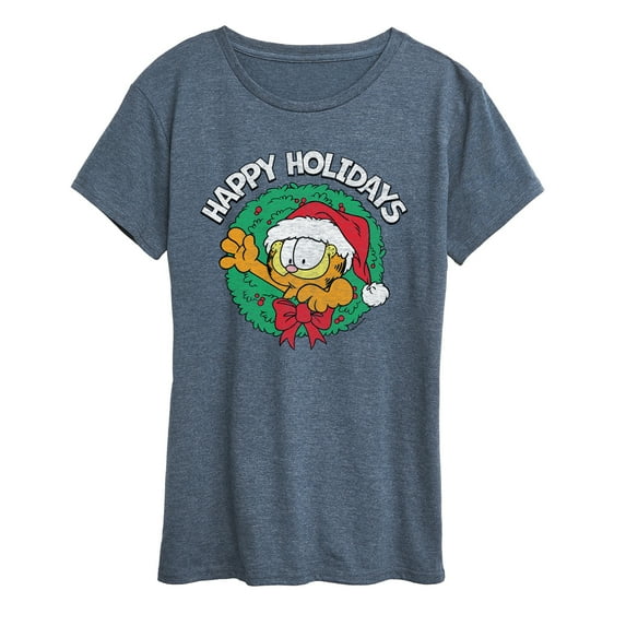 Garfield - Happy Holidays Wreath - Women's Short Sleeve Graphic T-Shirt