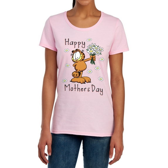 Garfield Happy Mother's Day Women's T Shirt, Pink, Small