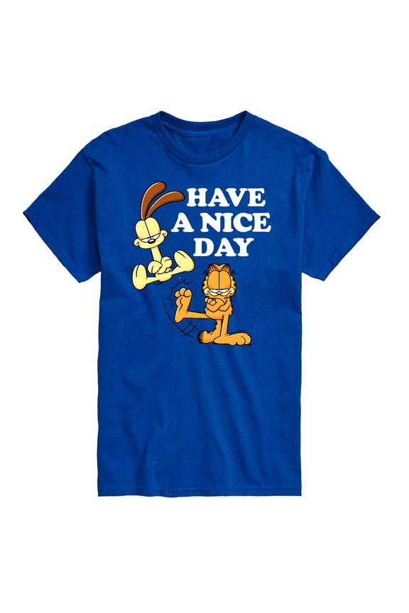 - Have A Nice Day - Garfield and Odie - Men's Short Sleeve Graphic T-Shirt
