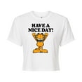 thumbnail image 1 of Garfield - Have A Nice Day - Juniors Cropped Cotton Blend T-Shirt, 1 of 5